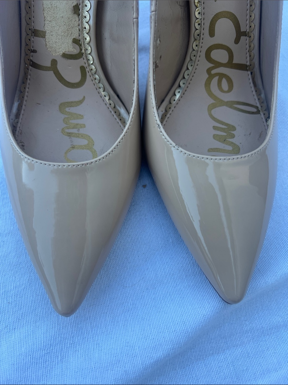 Sam Edelman Nude Patent Pointed-Toe Pumps